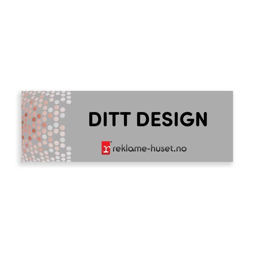 Rektangulært skilt med reklame-husets logo